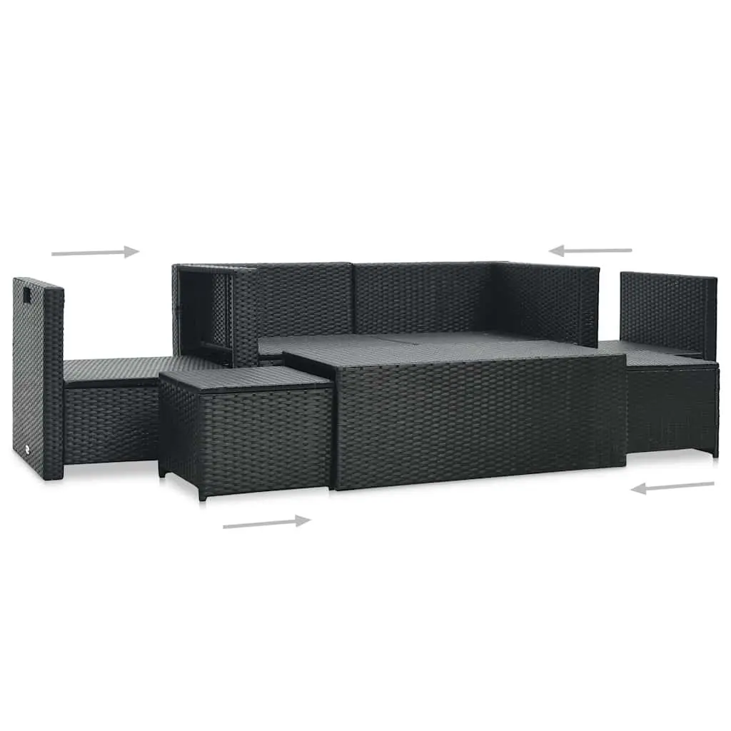 Garden Lounge Set 6 Piece Outdoor Furniture Black Patio Sofa