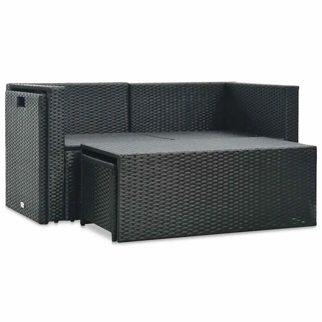 Garden Lounge Set 6 Piece Outdoor Furniture Black Patio Sofa