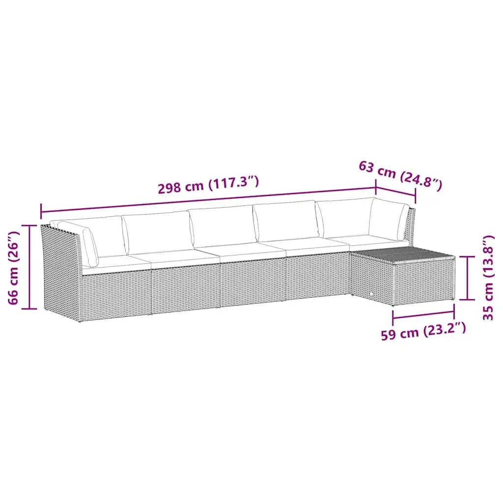 4 Piece Outdoor Lounge Set for Garden Patio with Cushions Black Poly Rattan Furniture