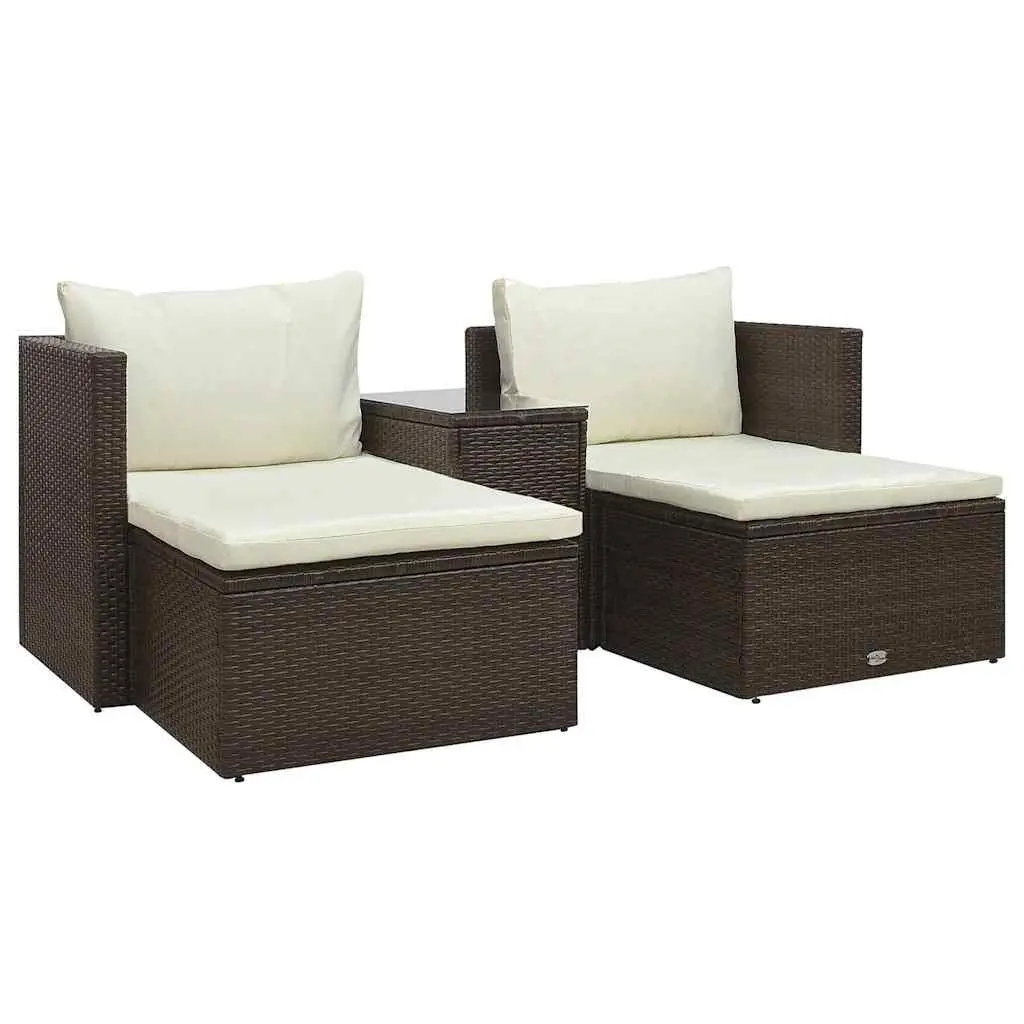 Garden Lounge Set Outdoor Furniture 5 Piece Modular Brown with Cushions