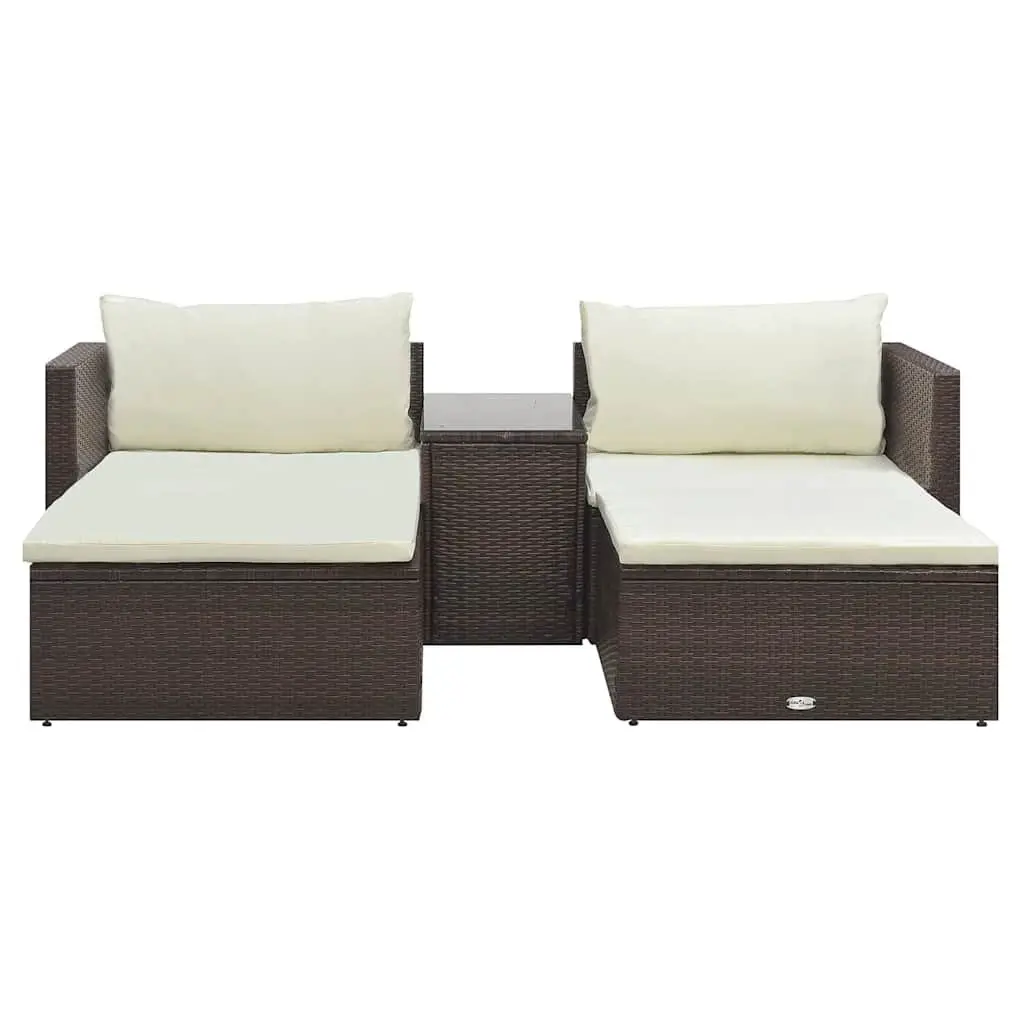 Garden Lounge Set Outdoor Furniture 5 Piece Modular Brown with Cushions