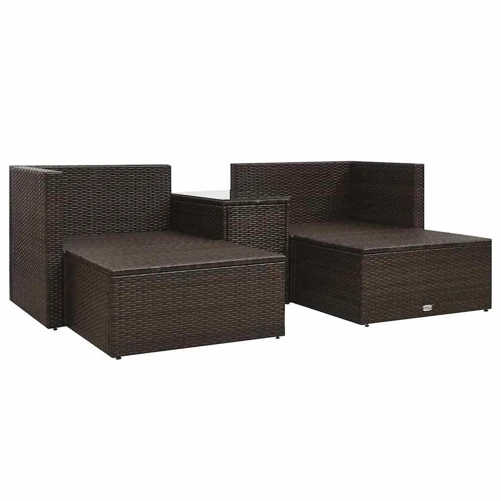 Garden Lounge Set Outdoor Furniture 5 Piece Modular Brown with Cushions