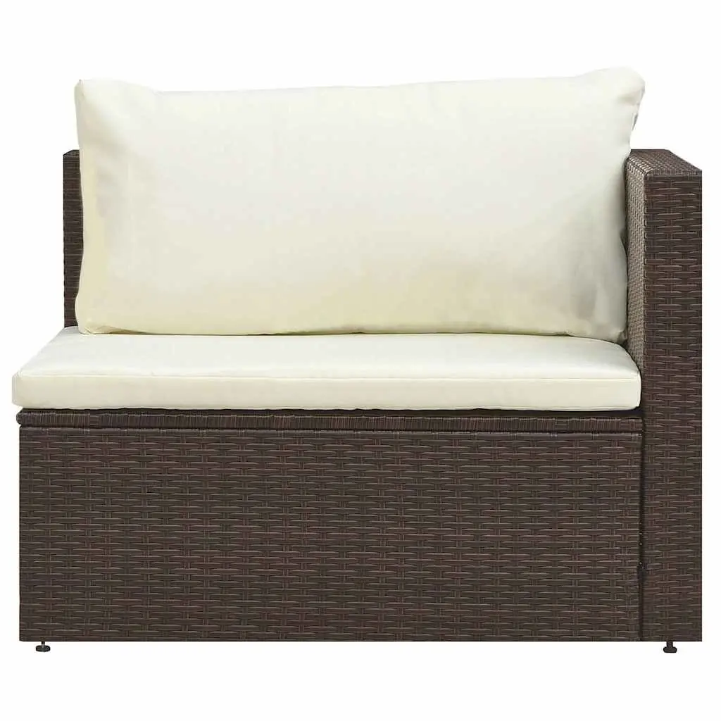 Garden Lounge Set Outdoor Furniture 5 Piece Modular Brown with Cushions