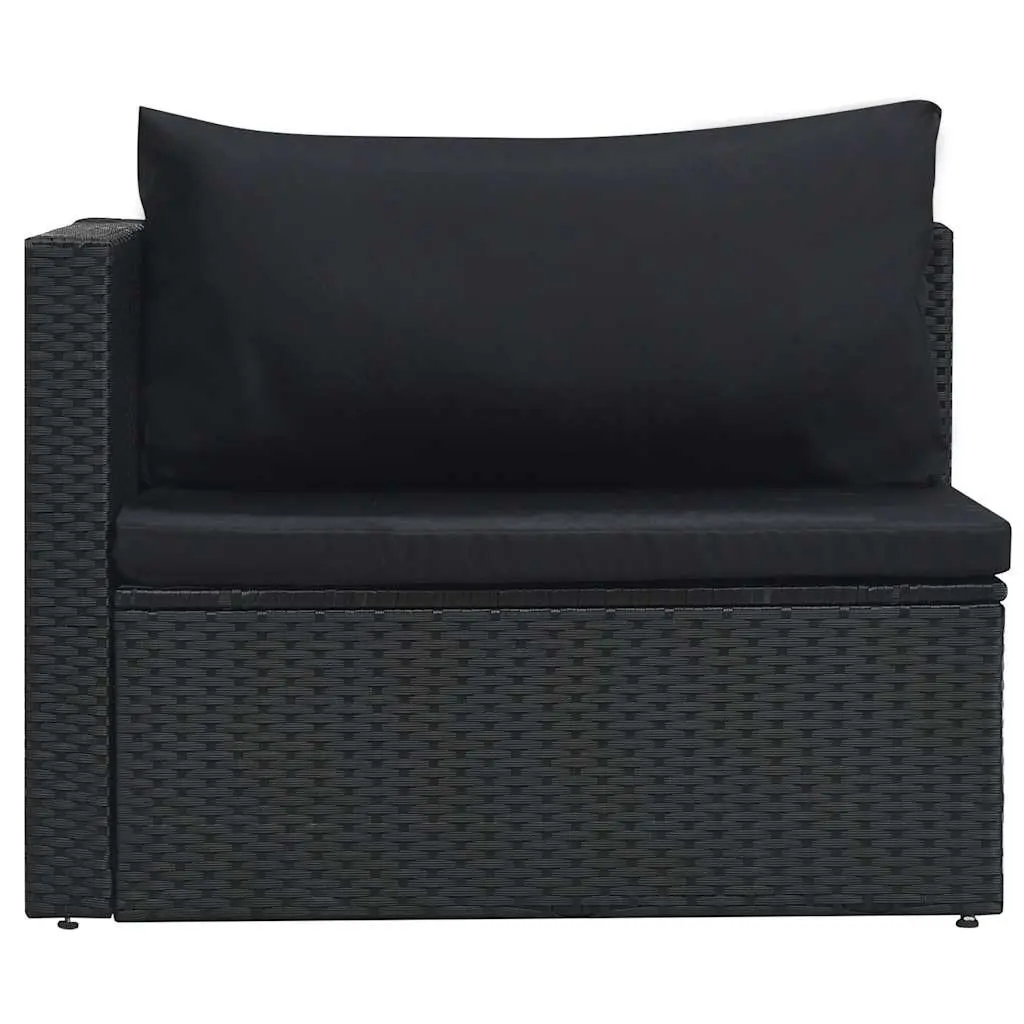 5 Piece Outdoor Garden Lounge Set Black Poly Rattan Patio Furniture with