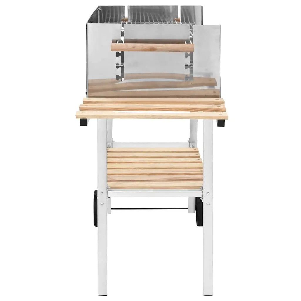 XXL Trolley Charcoal BBQ Grill Outdoor Cooking Stainless Steel 2 Shelves
