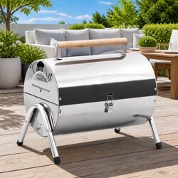 Portable Tabletop Charcoal Grill: 2 Chrome-Plated Cooking Grids