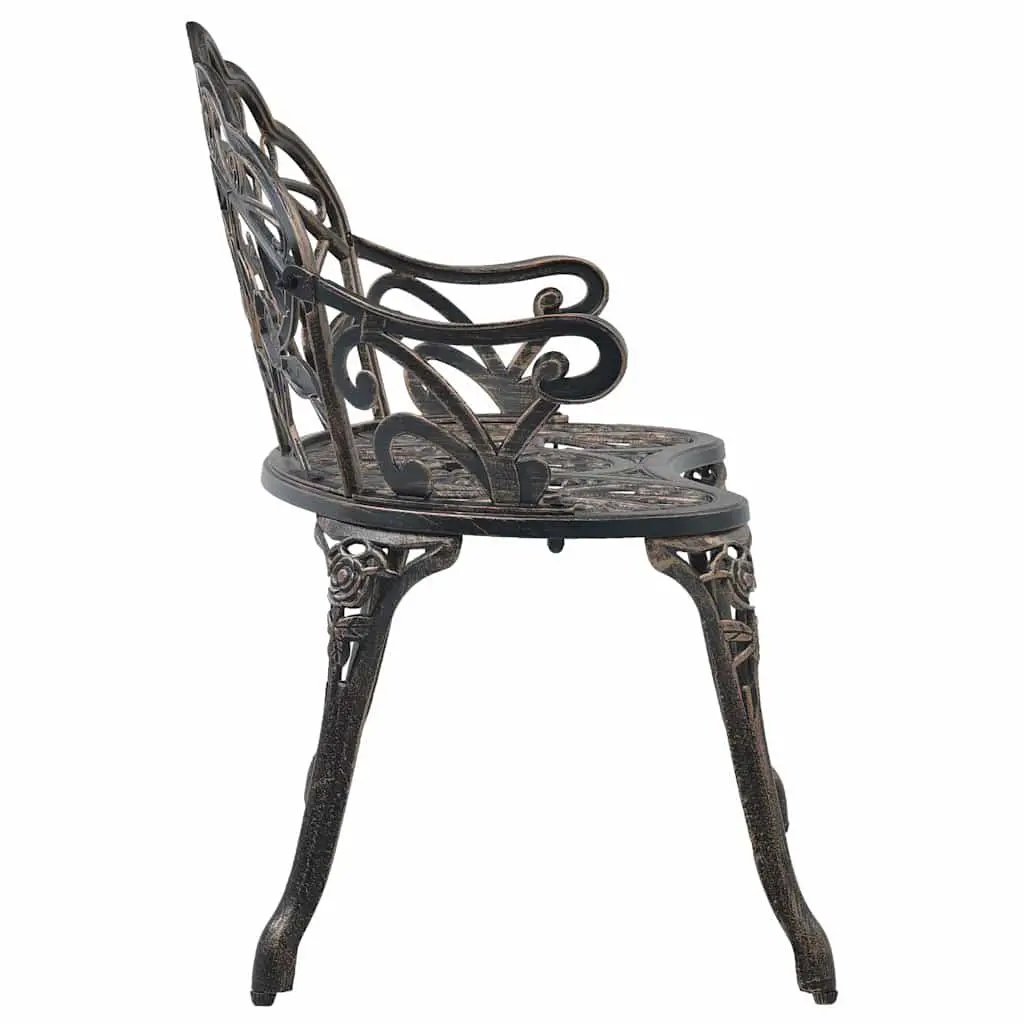 Outdoor Bench 100cm Garden Patio Seating Cast Aluminium Brown Decorative