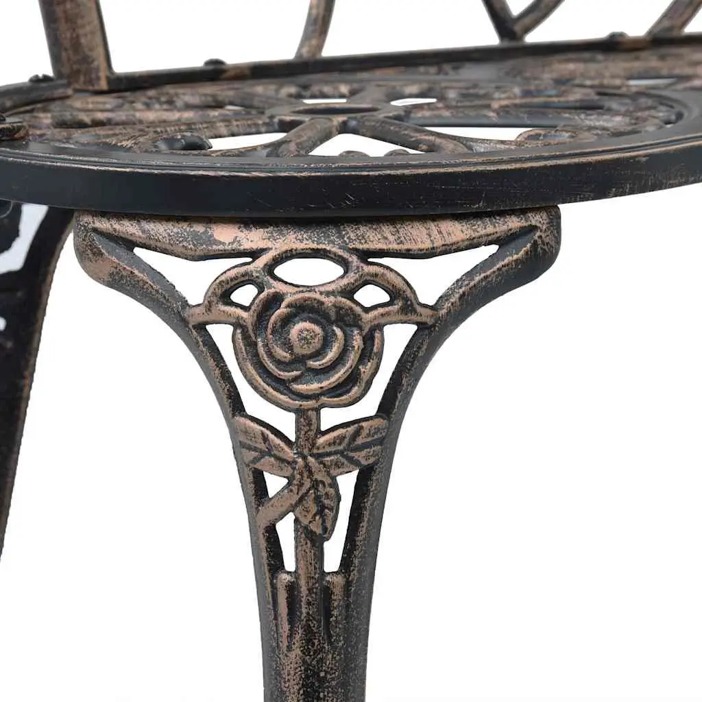 Outdoor Bench 100cm Garden Patio Seating Cast Aluminium Brown Decorative