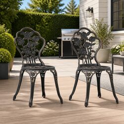 Details of 2-Piece Outdoor Bistro Chairs Set in Brown