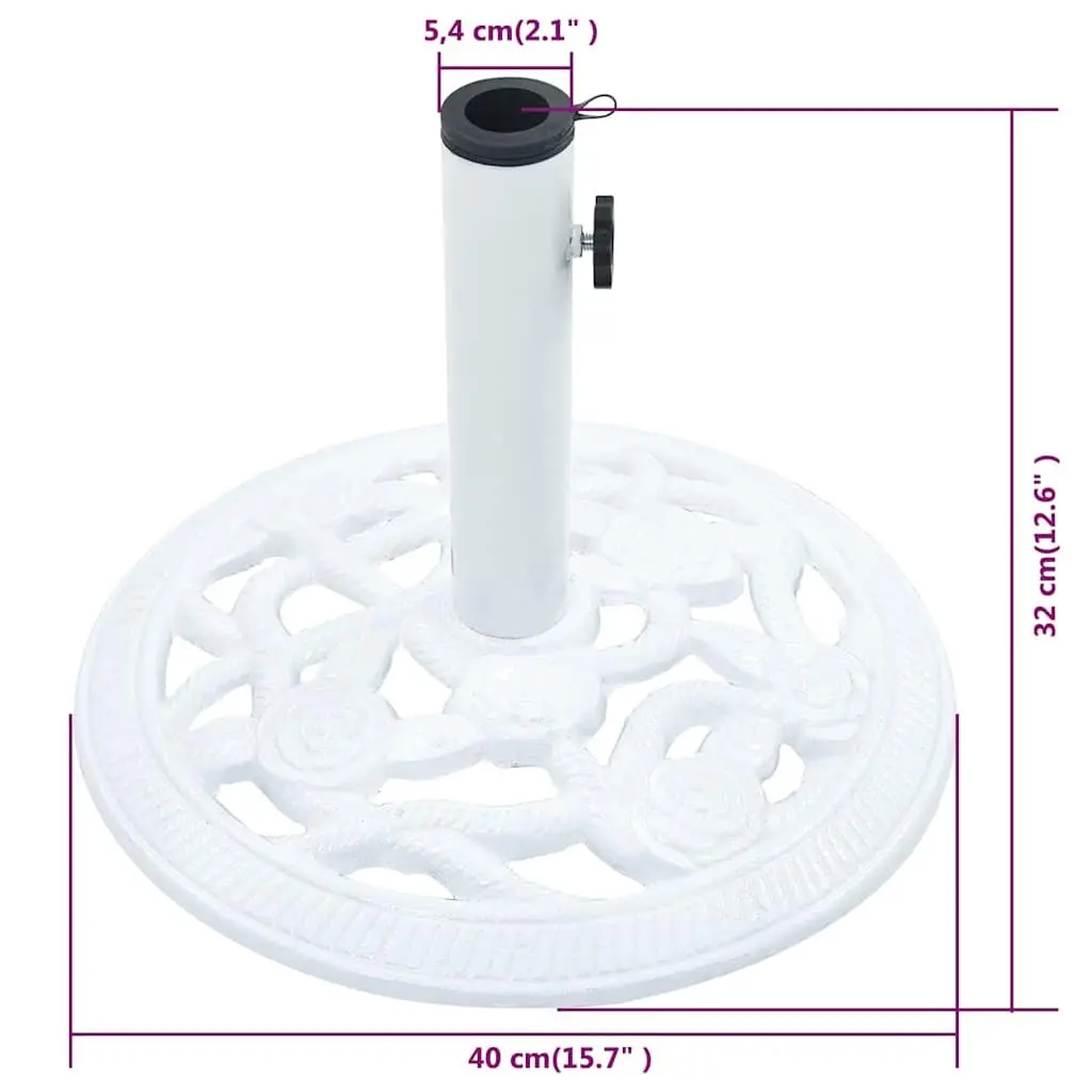 Umbrella Base Cast Iron White Outdoor Patio Deck Garden Stand 40cm 9kg