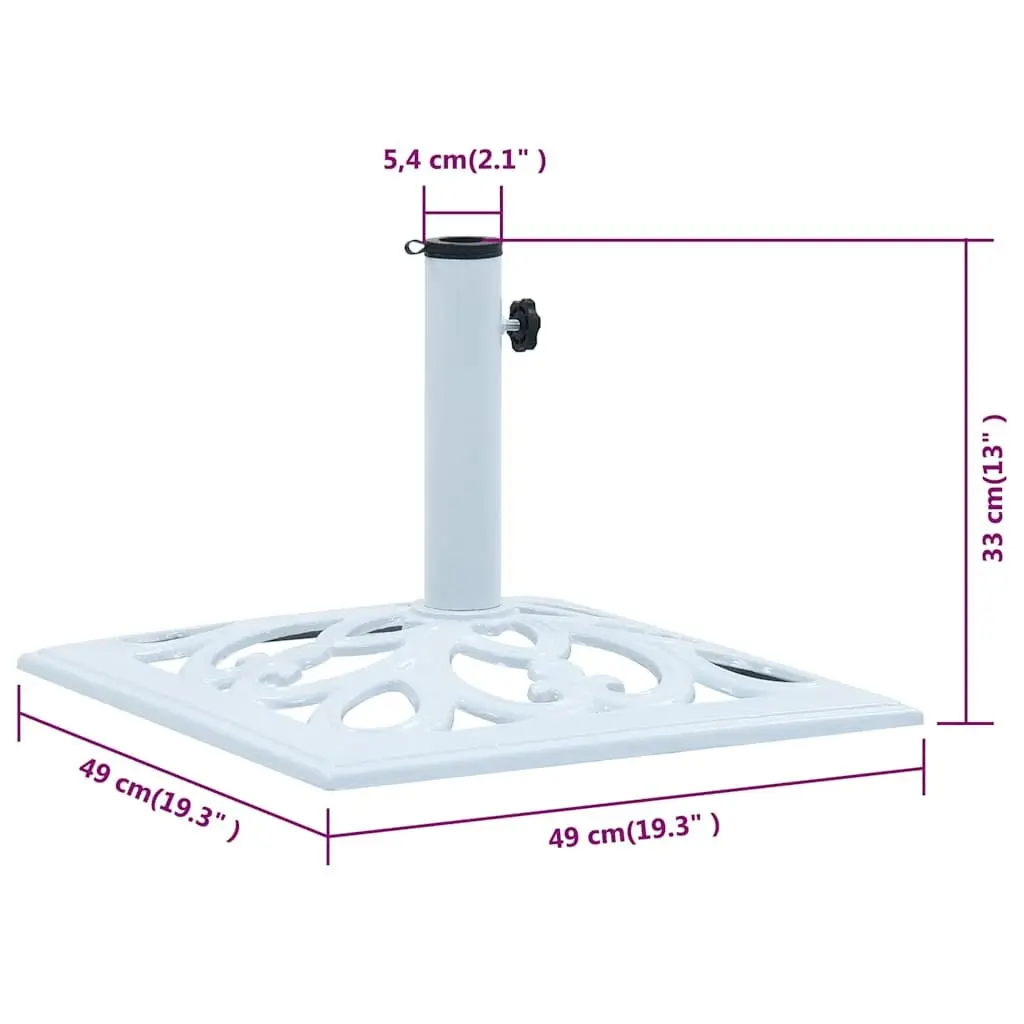 Umbrella Base White Cast Iron, Heavy-Duty 49 cm Height