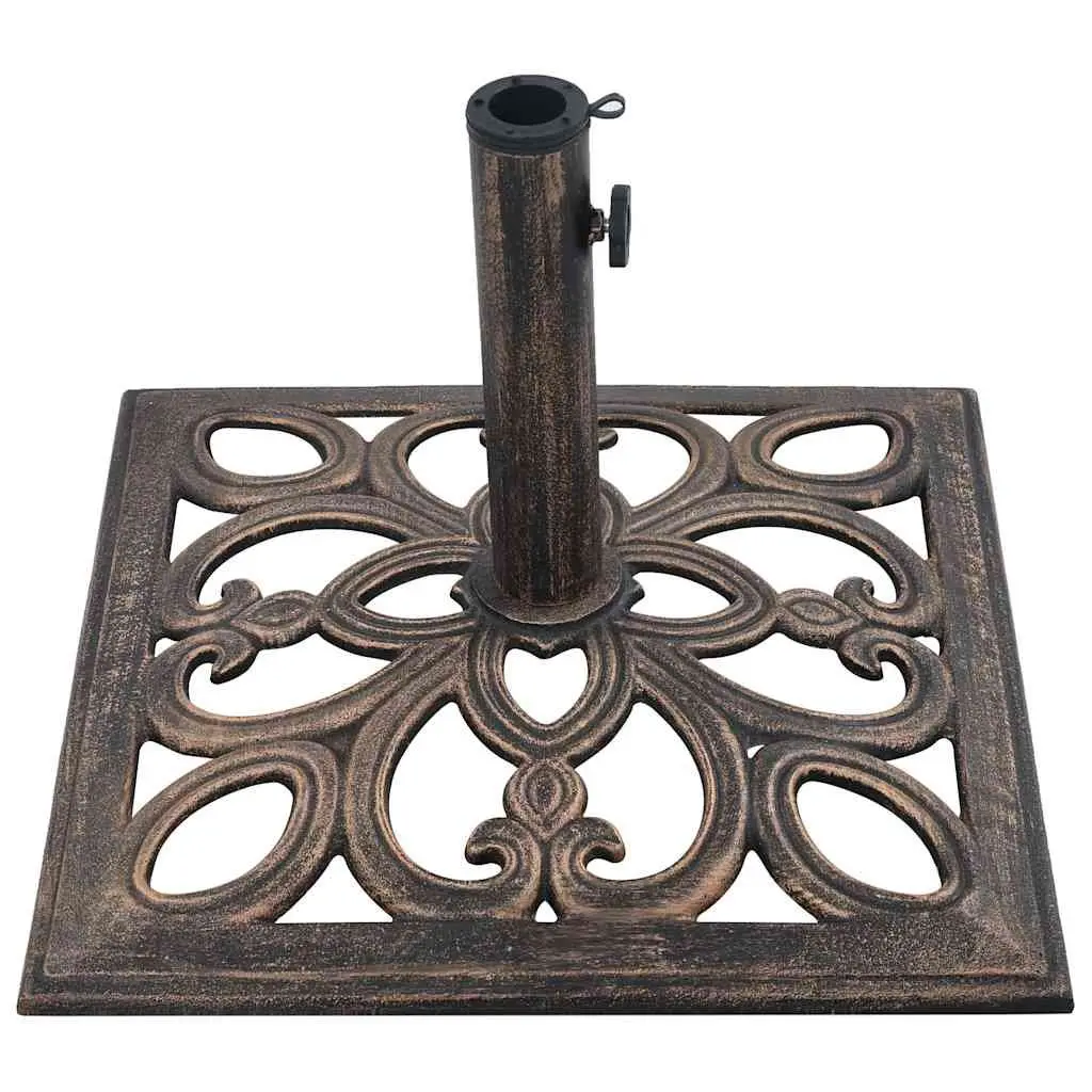 Umbrella Base Outdoor Garden Patio Stand Cast Iron Brown 49 cm