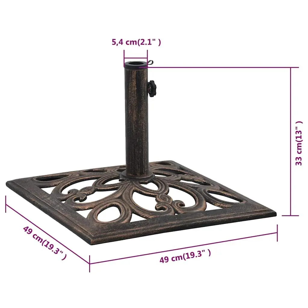 Umbrella Base Outdoor Garden Patio Stand Cast Iron Brown 49 cm