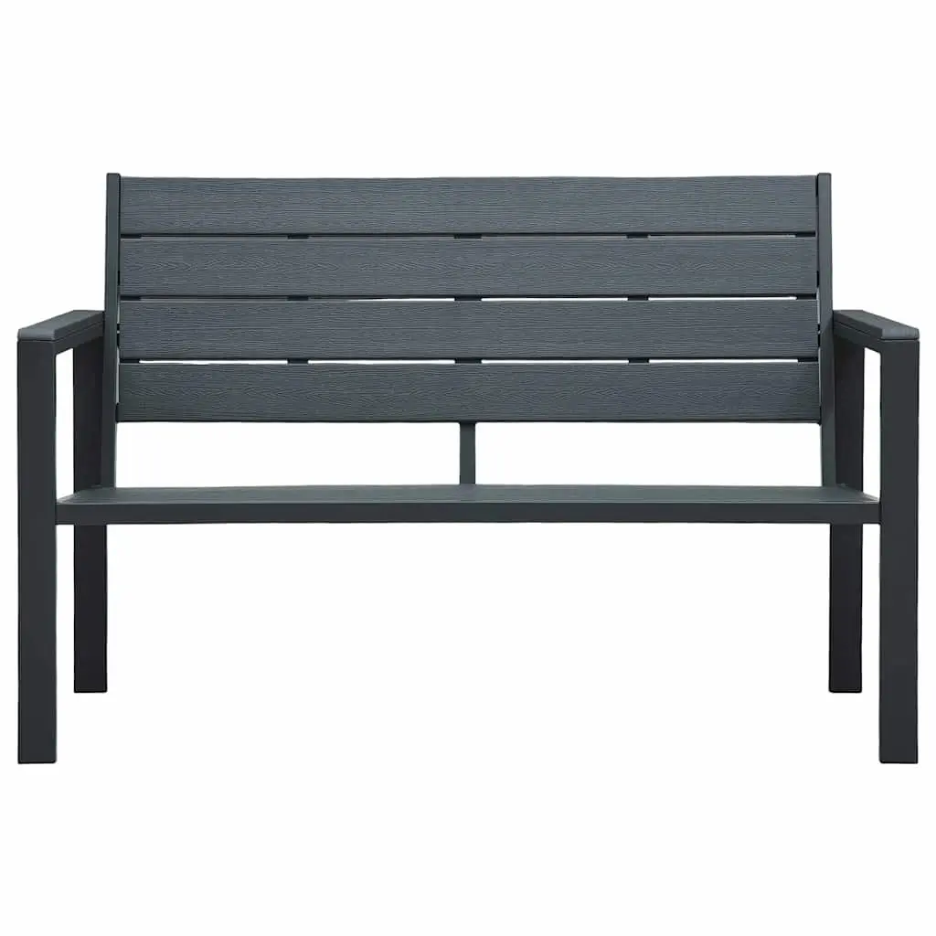 Garden Bench Outdoor 120cm Grey Wood Look Weather Resistant Seating Furniture