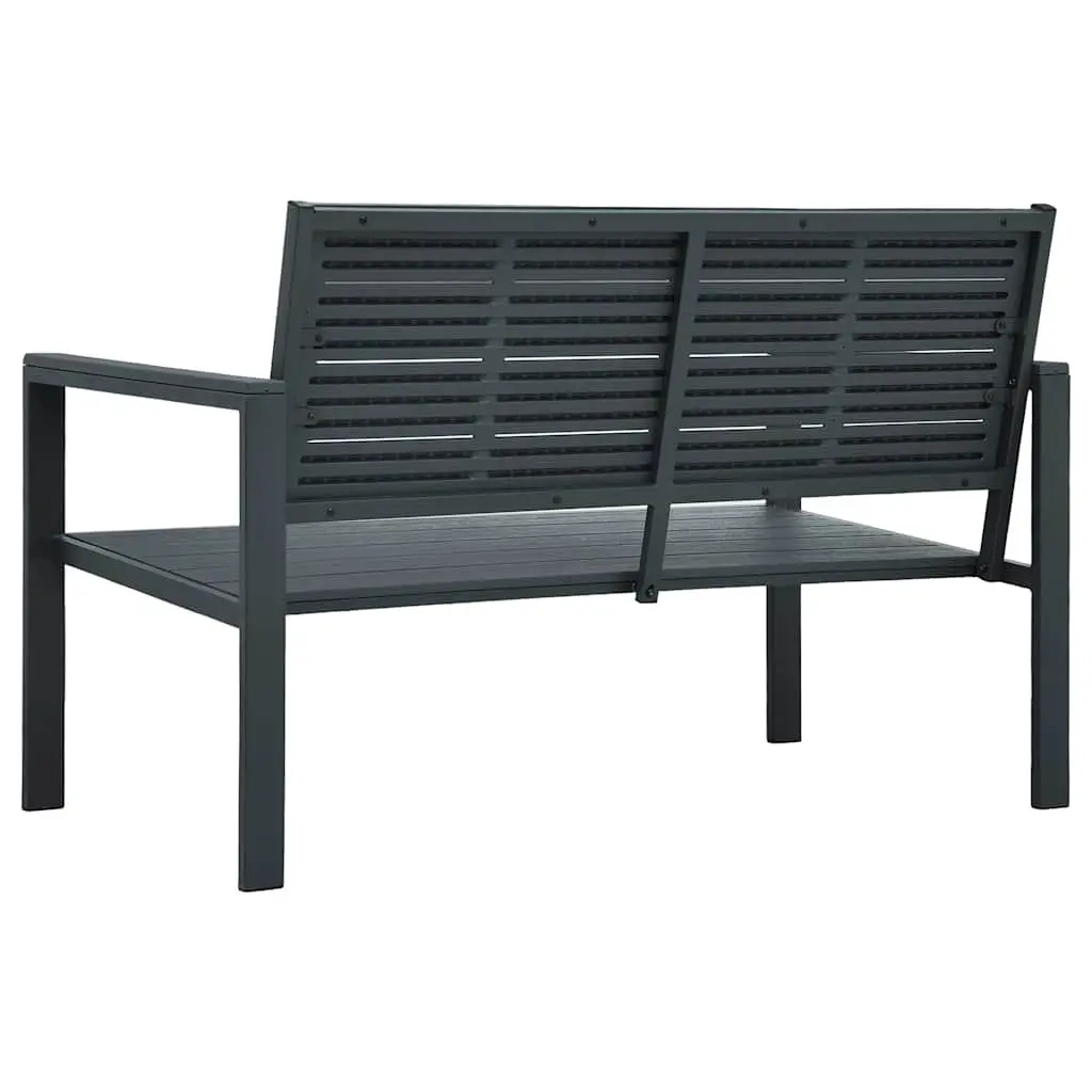 Garden Bench Outdoor 120cm Grey Wood Look Weather Resistant Seating Furniture