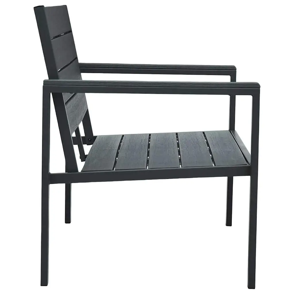 Garden Bench Outdoor 120cm Grey Wood Look Weather Resistant Seating Furniture