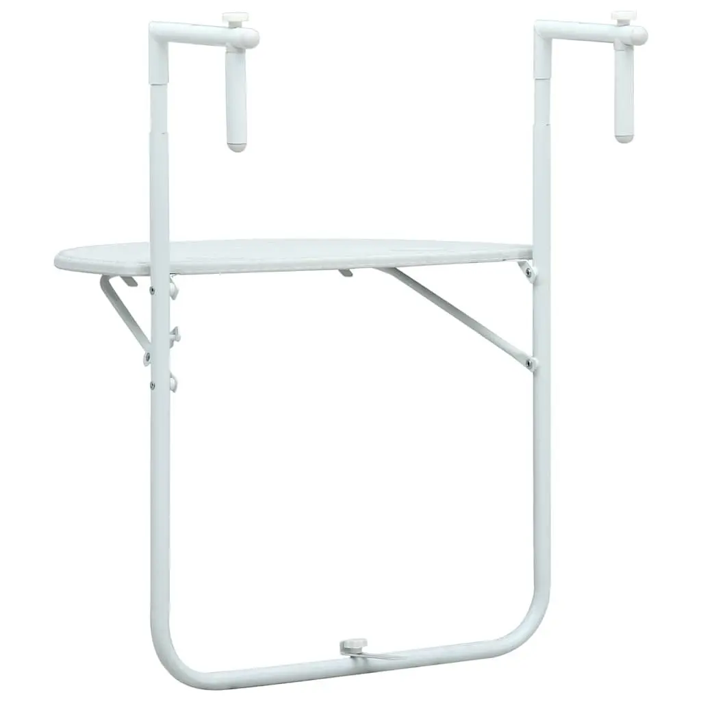Hanging Balcony Table White Outdoor Coffee Worktop Foldable Adjustable Height