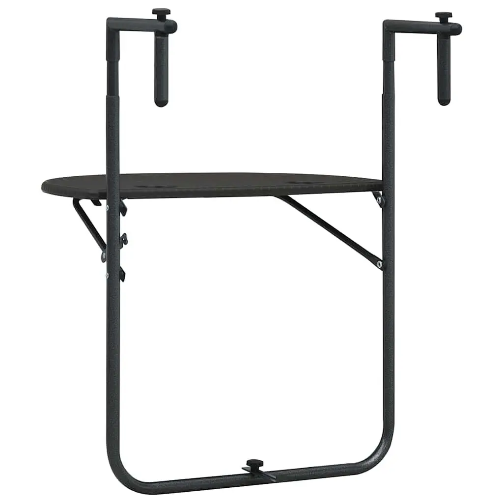 Hanging Balcony Table Foldable Outdoor Coffee Worktop Steel Frame Rattan Look