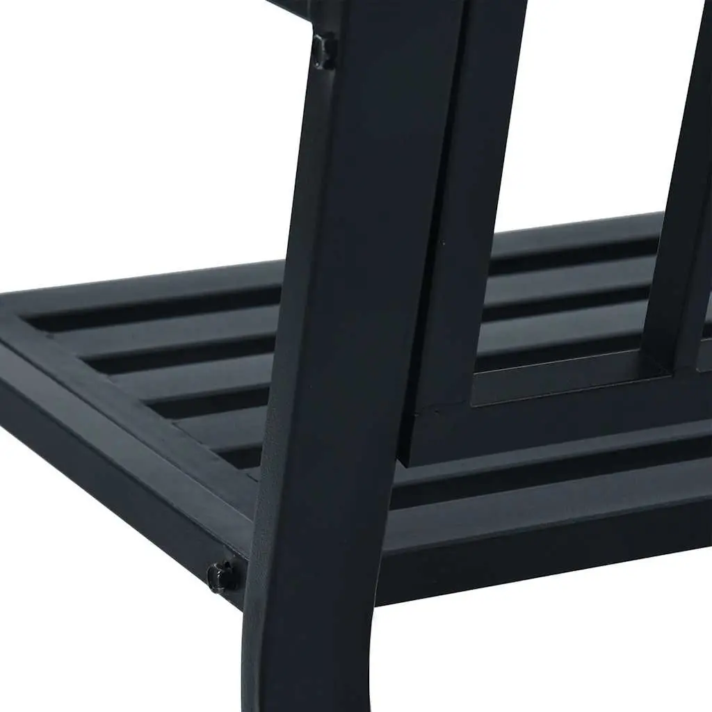 Black Metal Outdoor Seating Garden Bench 125cm with Curved Armrests for Patio