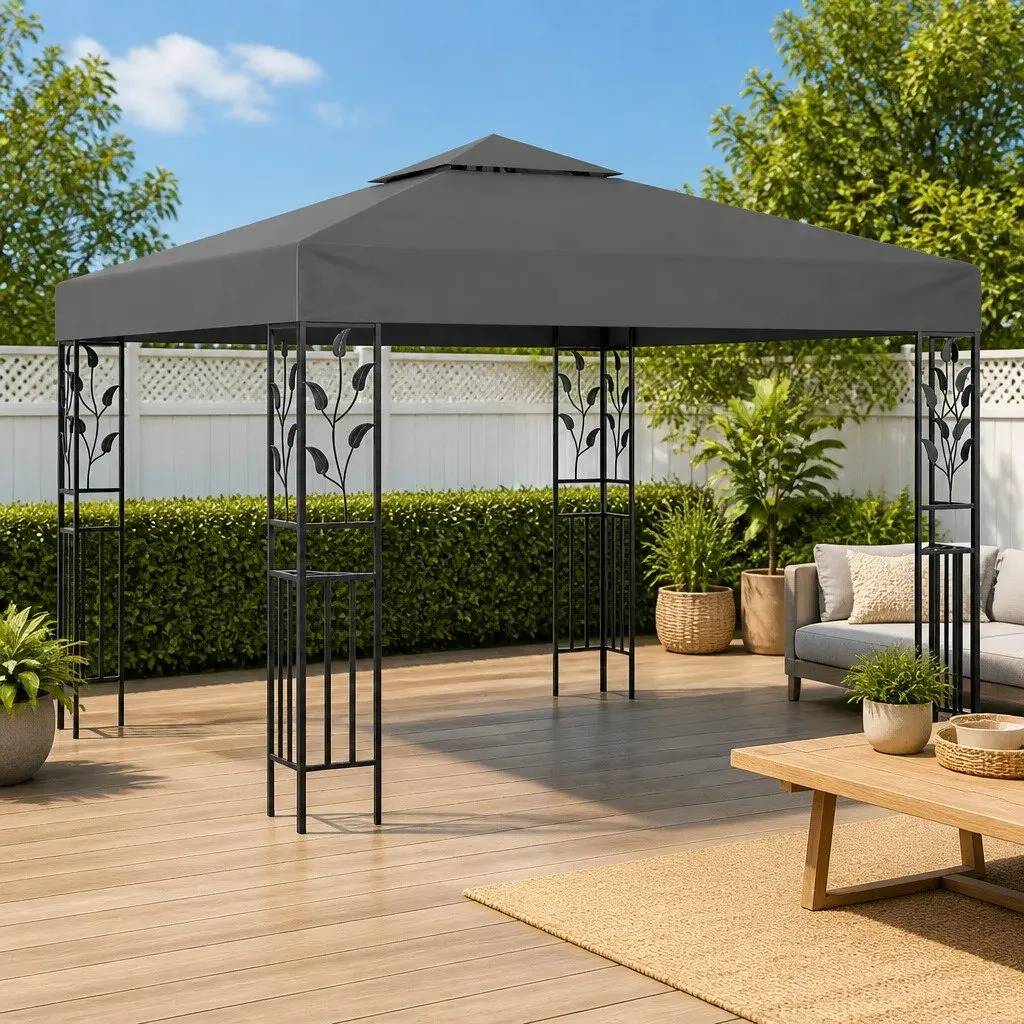 Gazebo 3x3 m Outdoor Shade Canopy Steel Frame Vented Roof Garden Structure