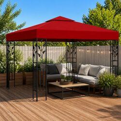 3x3m Gazebo: Steel Frame & Red Canopy Specifications
