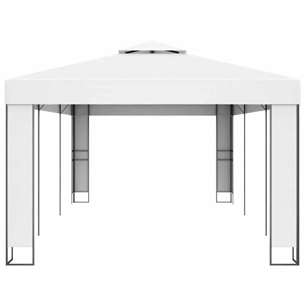 Gazebo for Outdoor Garden 3x6m White Double Roof Canopy