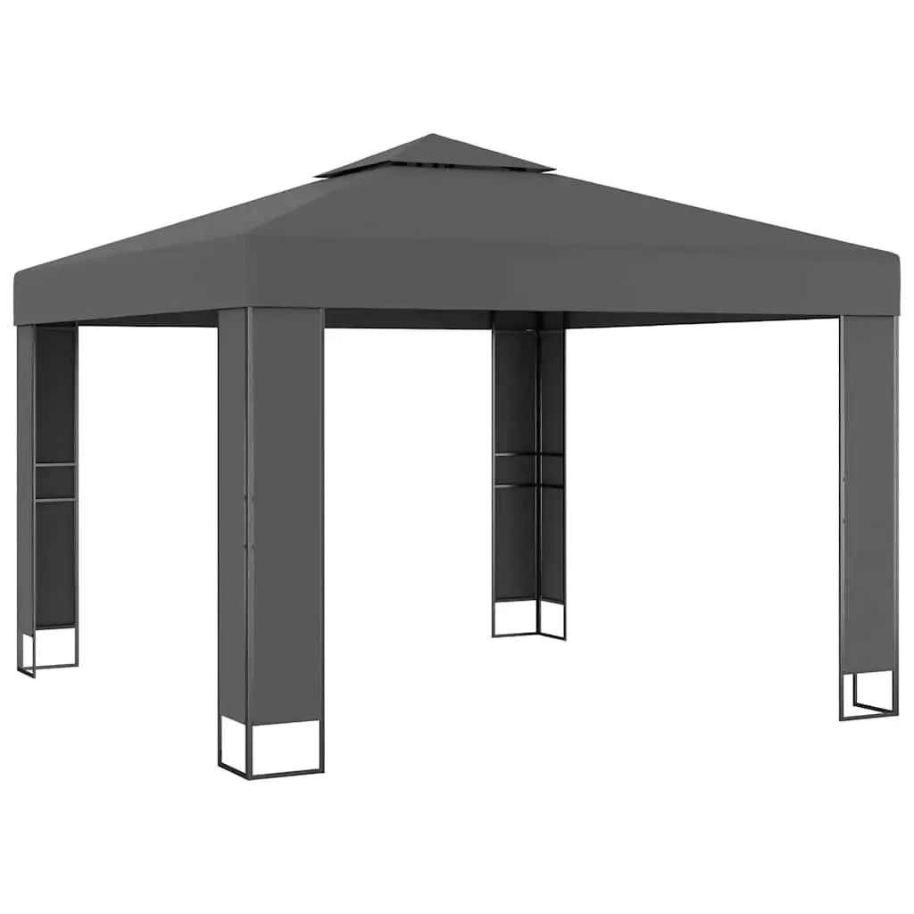 Gazebo for Outdoor Garden 3x3 m Double Roof Anthracite Sunshade
