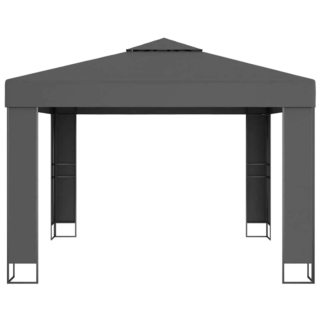 Gazebo for Outdoor Garden 3x3 m Double Roof Anthracite Sunshade
