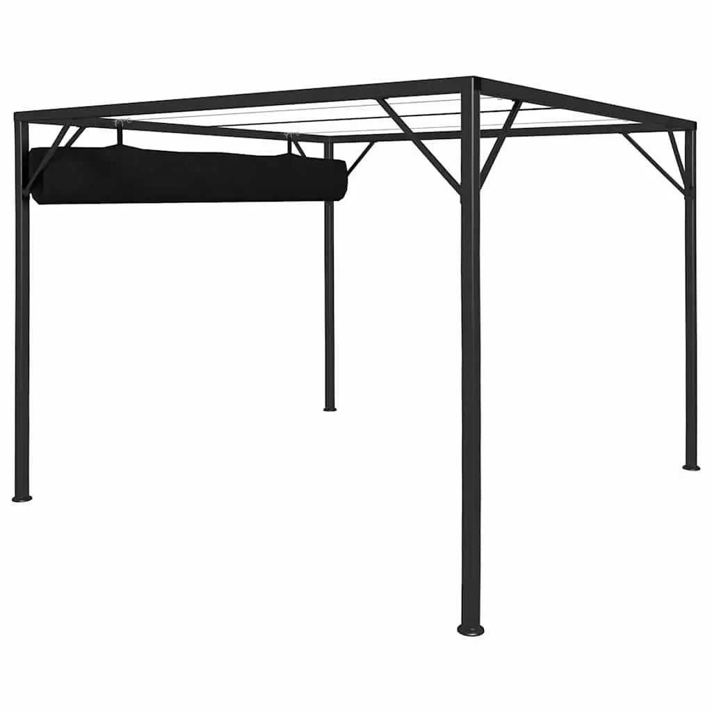 Garden Gazebo Outdoor Use 3x3m Retractable Roof Canopy Anthracite
