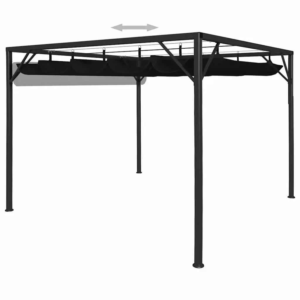 Garden Gazebo Outdoor Use 3x3m Retractable Roof Canopy Anthracite