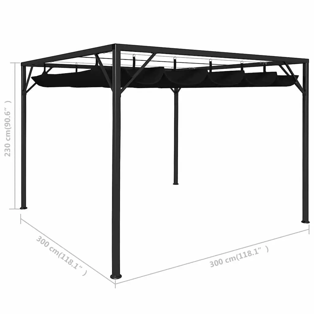 Garden Gazebo Outdoor Use 3x3m Retractable Roof Canopy Anthracite