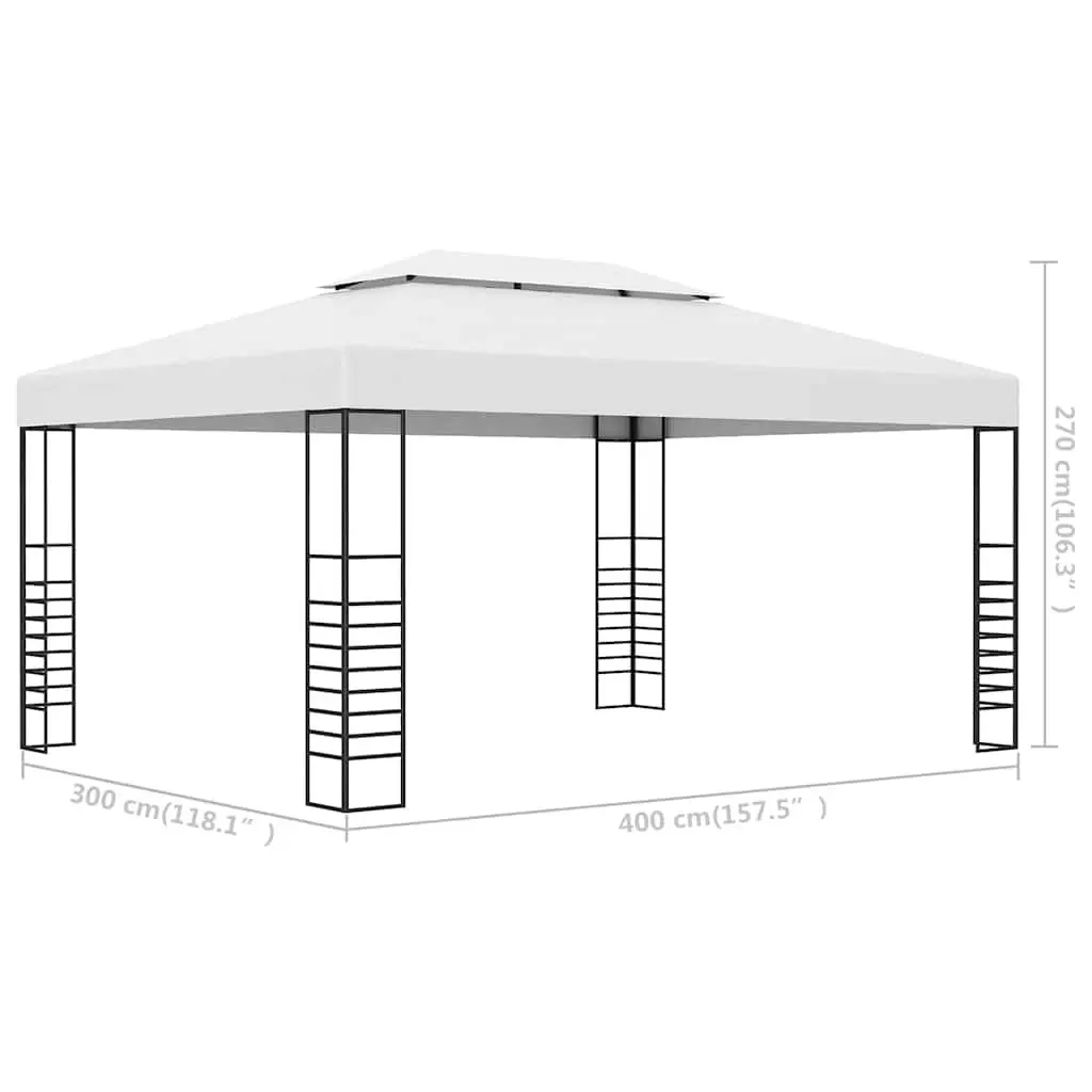 Garden Gazebo Outdoor Canopy 4x3x2.7m Powder-Coated Steel White