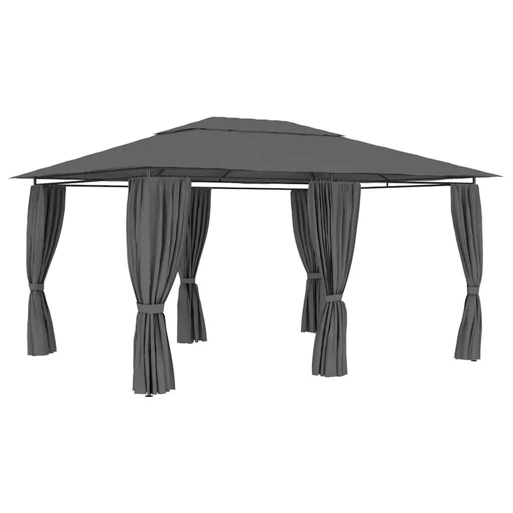 Garden Marquee Gazebo 4x3m Outdoor Canopy Curtains Anthracite Pavilion Sunshade