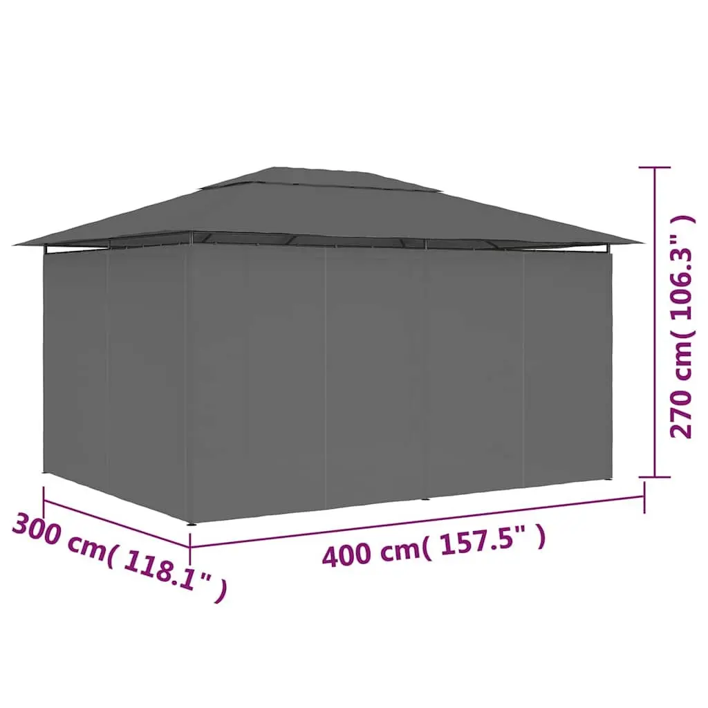 Garden Marquee Gazebo 4x3m Outdoor Canopy Curtains Anthracite Pavilion Sunshade