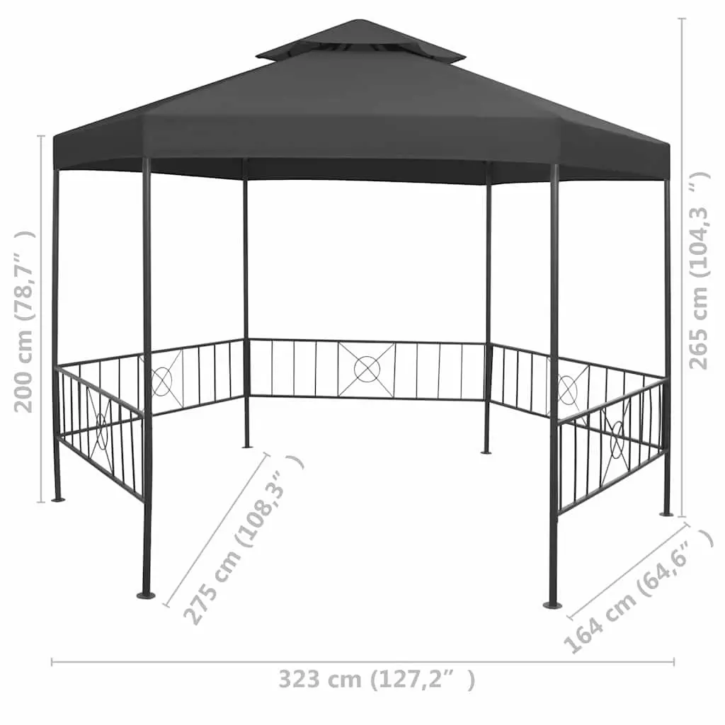 Garden Gazebo 323x275x265 cm Outdoor Canopy Pavilion Anthracite Patio Shade