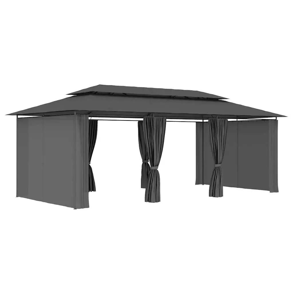 Gazebo with Curtains Outdoor Canopy Party Tent Garden Shelter Anthracite