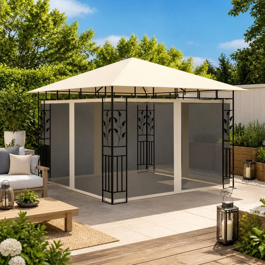 Gazebo for Garden 3x3x2.73m with Mosquito Net Cream