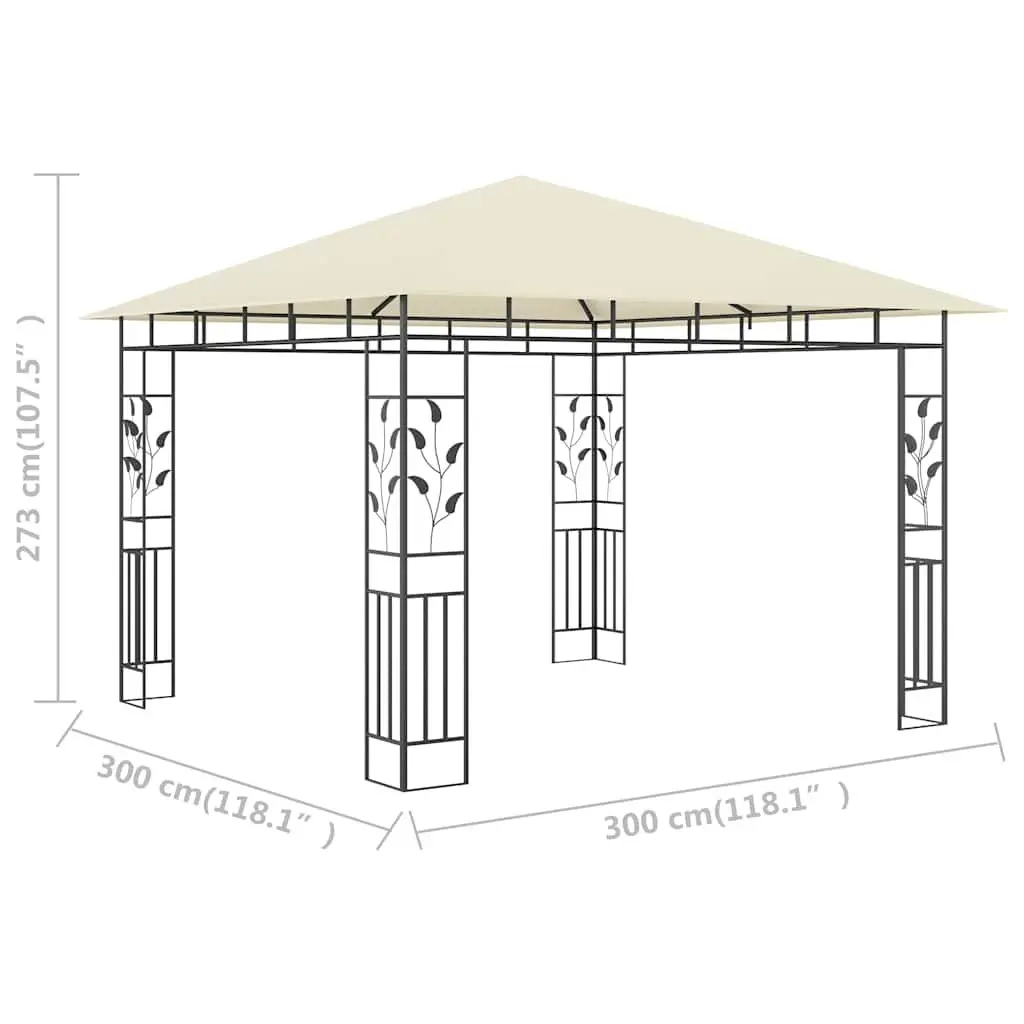 Gazebo for Garden 3x3x2.73m with Mosquito Net Cream