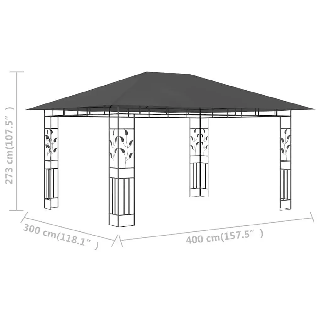 Garden Gazebo 4x3x2.73m Outdoor Canopy Mosquito Net Anthracite Sunshade