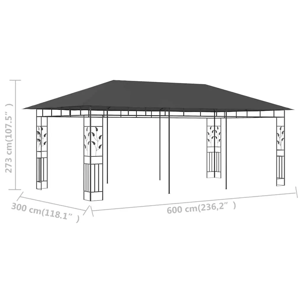 Gazebo Canopy Outdoor 6x3m with Mosquito Net for Garden Patio Shade Anthracite