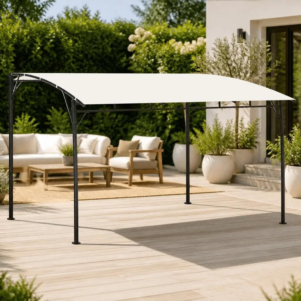 Sunshade Awning Canopy 4x3x2.55m Cream Outdoor Garden Shelter
