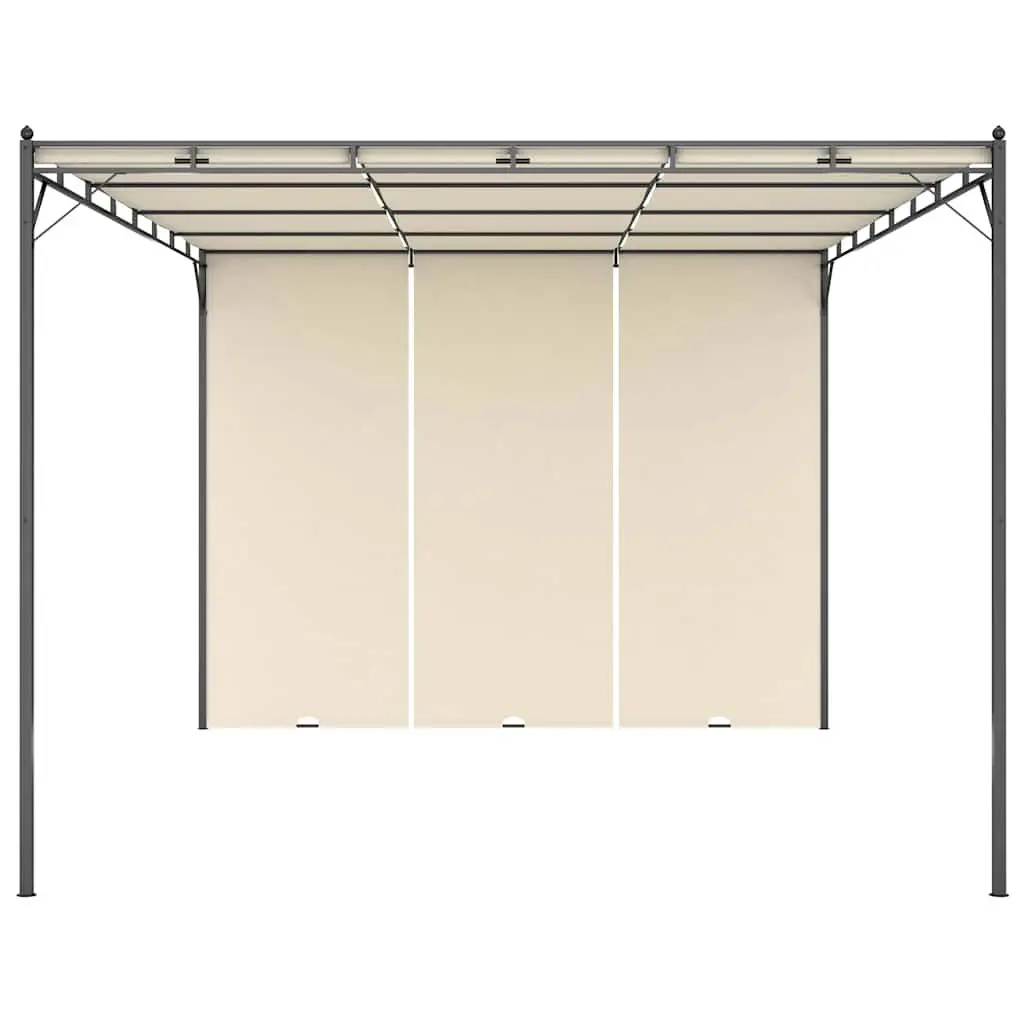 Garden Gazebo Outdoor Shelter with Side Curtains 4x3x2.25m Cream
