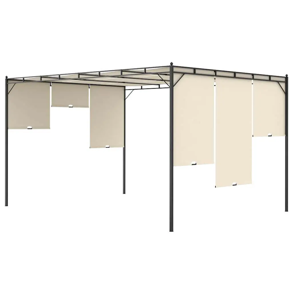 Garden Gazebo Outdoor Shelter with Side Curtains 4x3x2.25m Cream