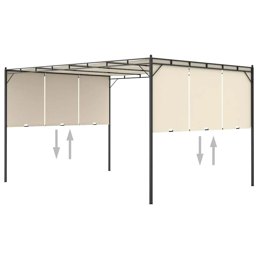 Garden Gazebo Outdoor Shelter with Side Curtains 4x3x2.25m Cream