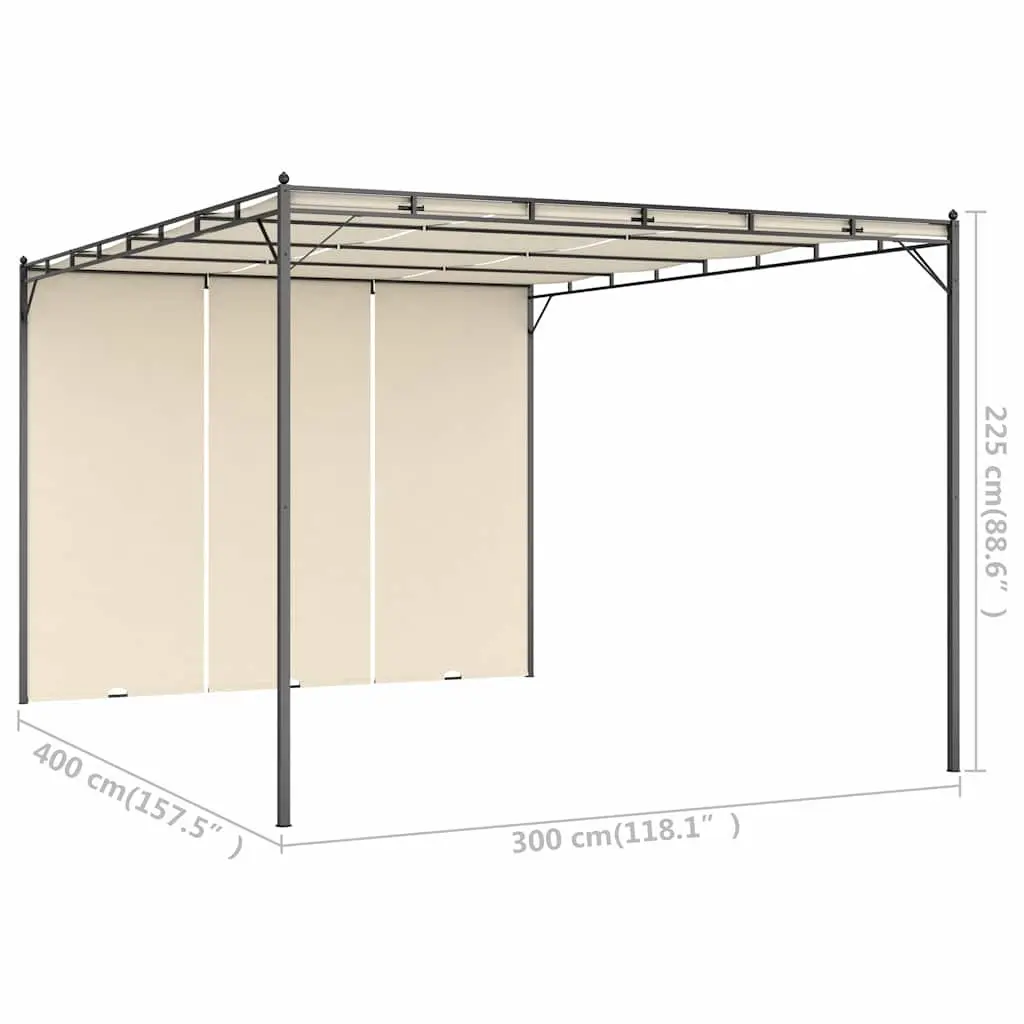 Garden Gazebo Outdoor Shelter with Side Curtains 4x3x2.25m Cream