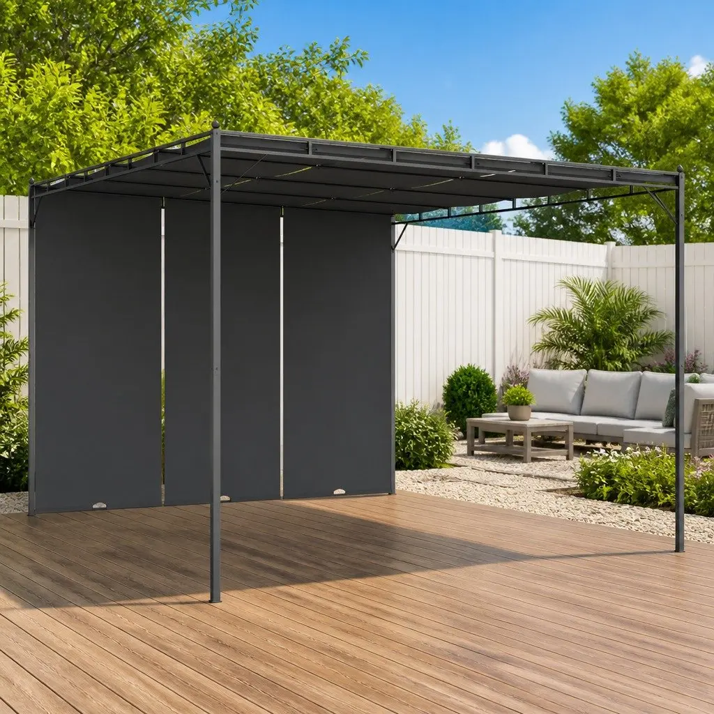 Garden Gazebo Outdoor Canopy 4x3m with Side Curtains Anthracite