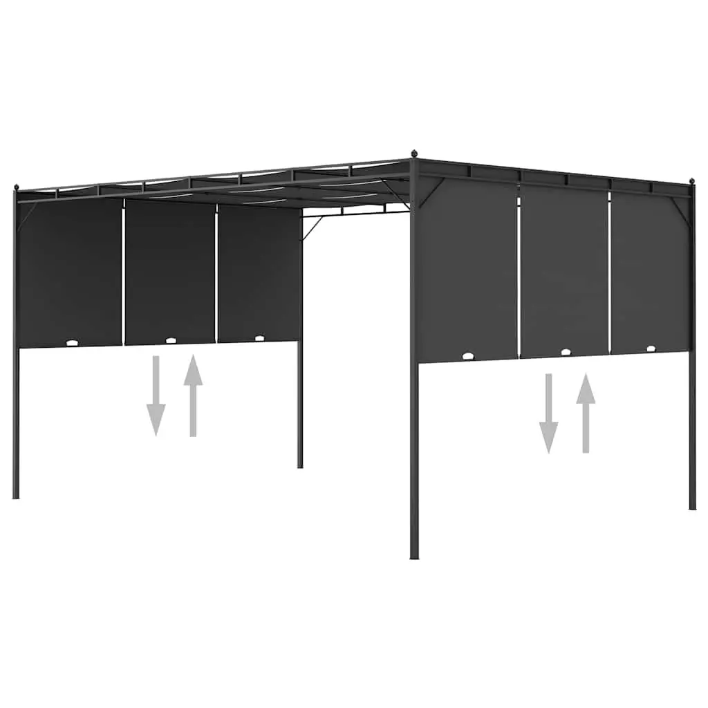Garden Gazebo Outdoor Canopy 4x3m with Side Curtains Anthracite