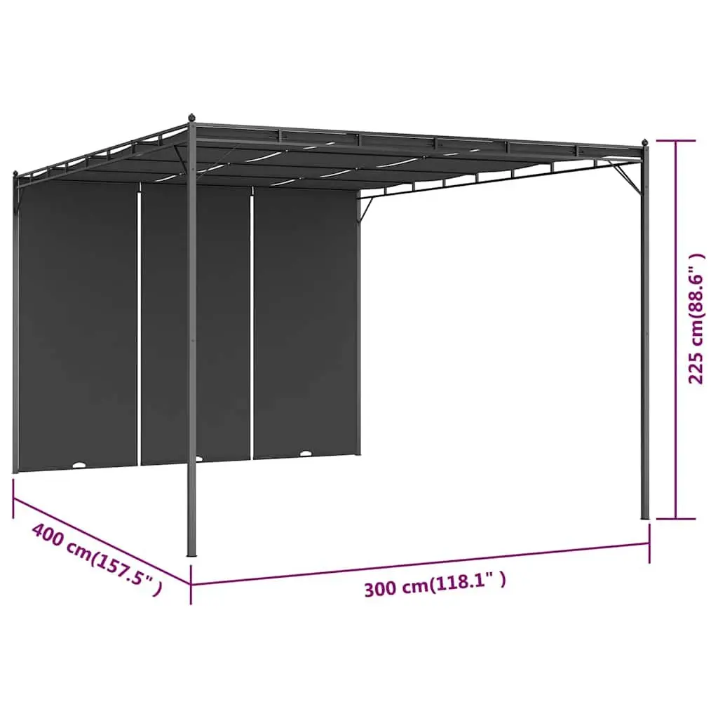 Garden Gazebo Outdoor Canopy 4x3m with Side Curtains Anthracite