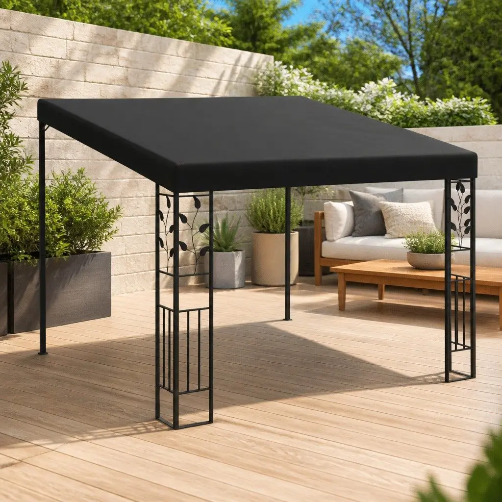 Wall-Mounted Garden Canopy 3x3x2.5m Anthracite Outdoor Shelter for Courtyard