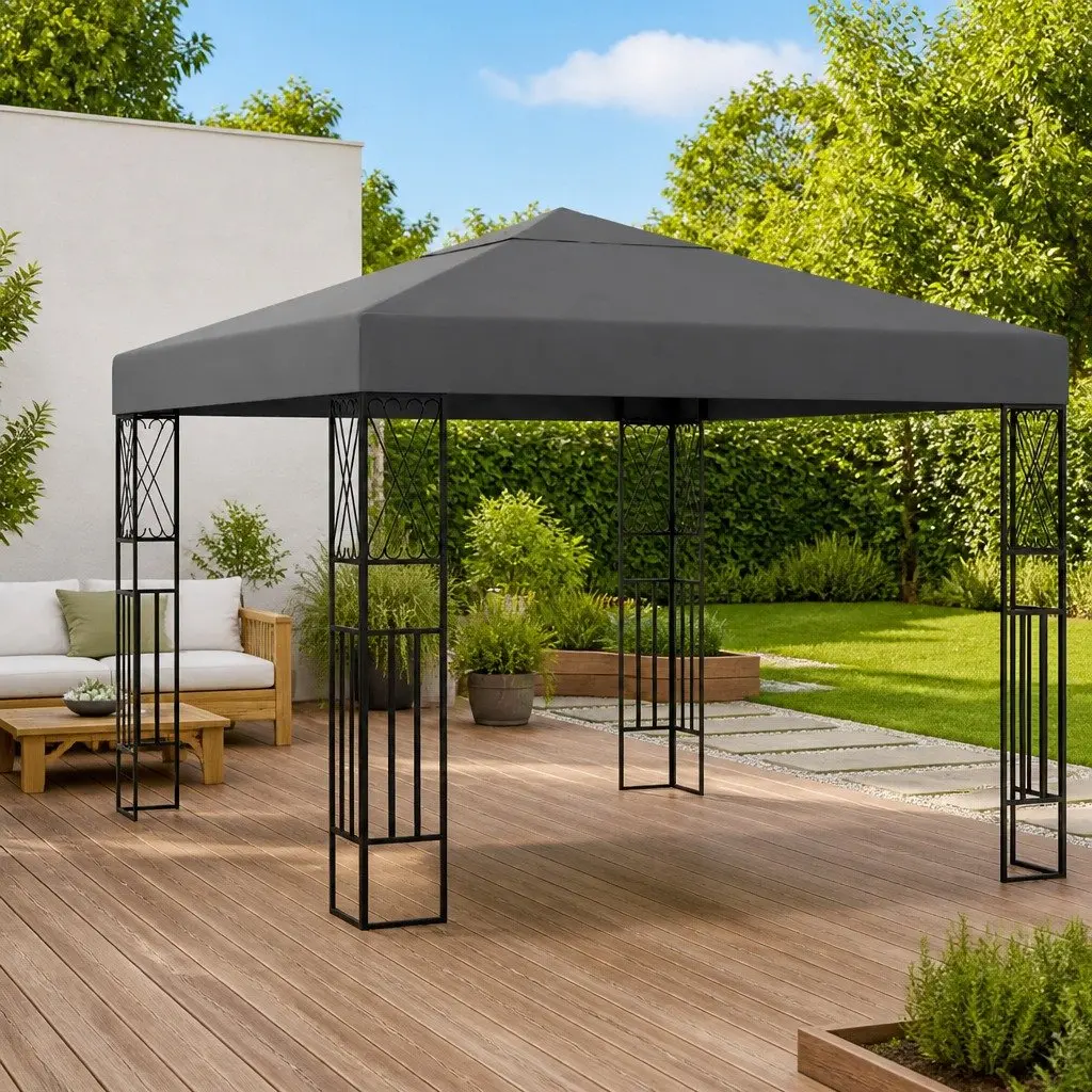 3x3 m Steel Frame Gazebo with Vented Canopy